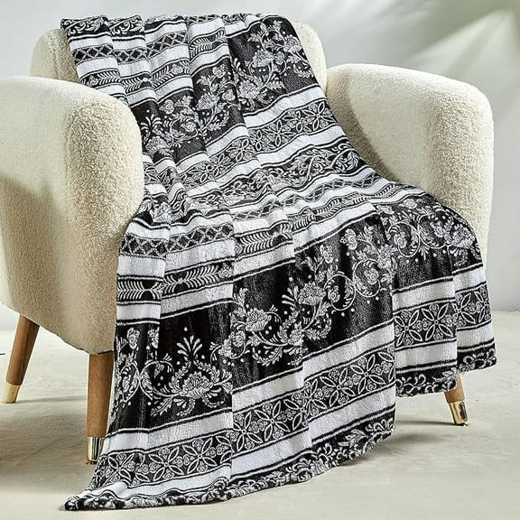 Elegant Comfort Lightweight Printed Throw Blanket- All Season, Soft, Cozy and Plush- Decorative Throw Blankets, Perfect for Lounging, 50 x 60 inches, Odelia, Throw Blanket