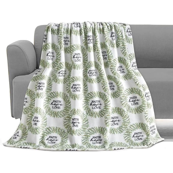 Elegant Comfort Lightweight Printed Throw Blanket- All Season, Ultra Soft, Cozy and Plush- Decorative Throw Blankets, Perfect for Lounging, 50 x 70 inches, Faith, Hope and Love, Throw Blanket
