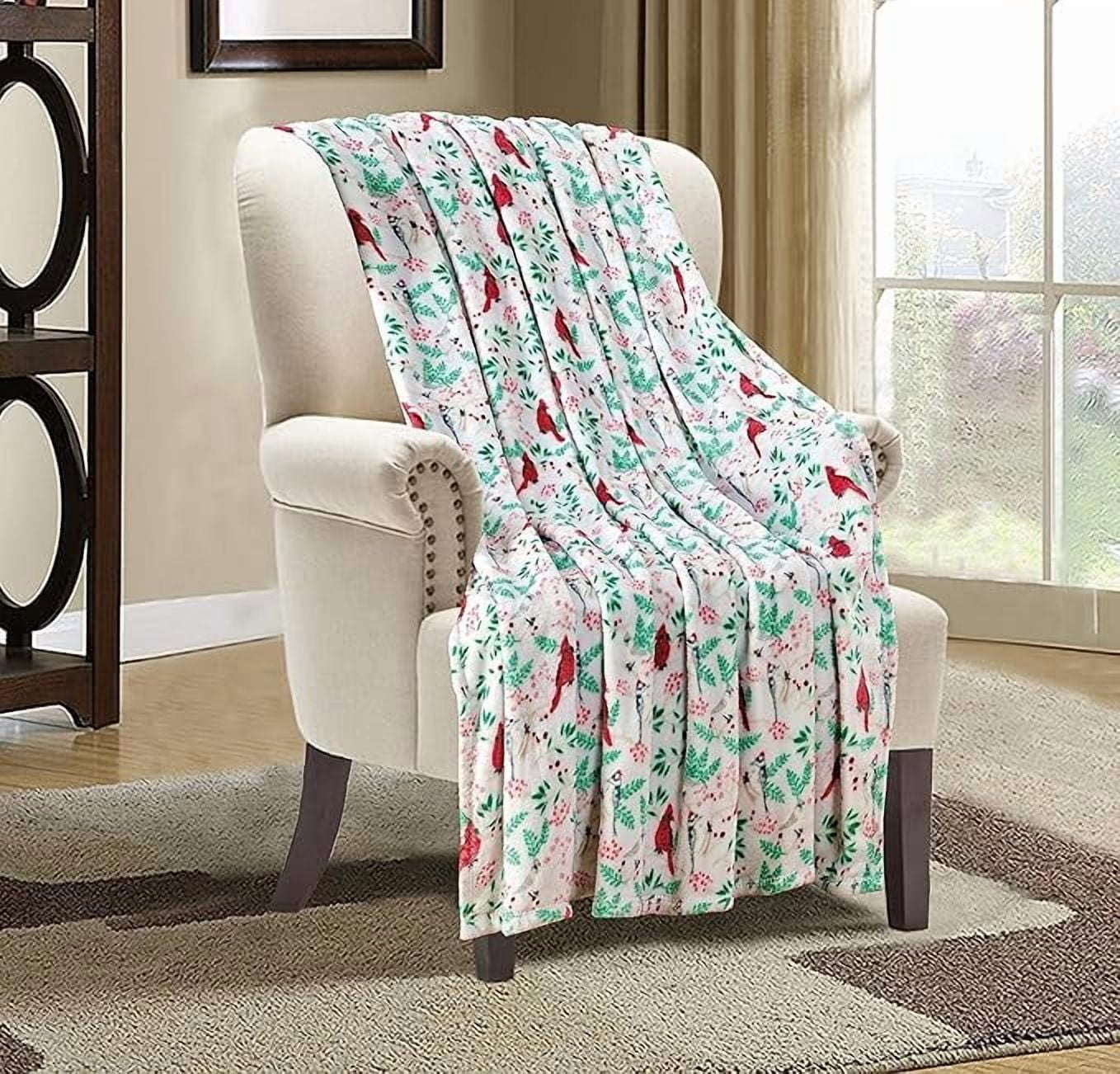 Elegant Comfort Lightweight Printed Throw Blanket- All Season, Soft, Cozy and Plush- Decorative Throw Blankets, Perfect for Lounging, 50 x 60 inches, Cardinal, Throw Blanket