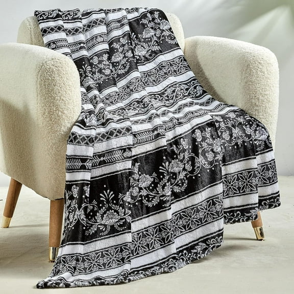 Elegant Comfort Lightweight Printed Throw Blanket- All Season, Ultra Soft, Cozy and Plush- Decorative Throw Blankets, Perfect for Lounging, 50 x 60 inches, Odelia, Throw Blanket