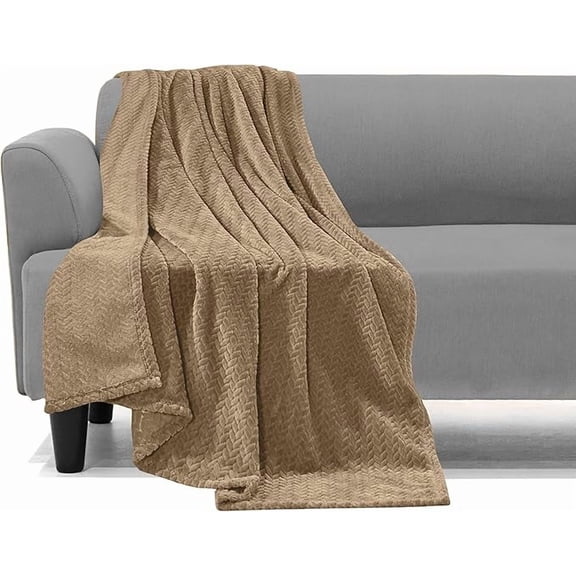 Elegant Comfort Lightweight Printed Throw Blanket- All Season, Ultra Soft, Cozy and Plush- Decorative Throw Blankets, Perfect for Lounging, 50 x 70 inches, Chevron Mocha, Throw Blanket