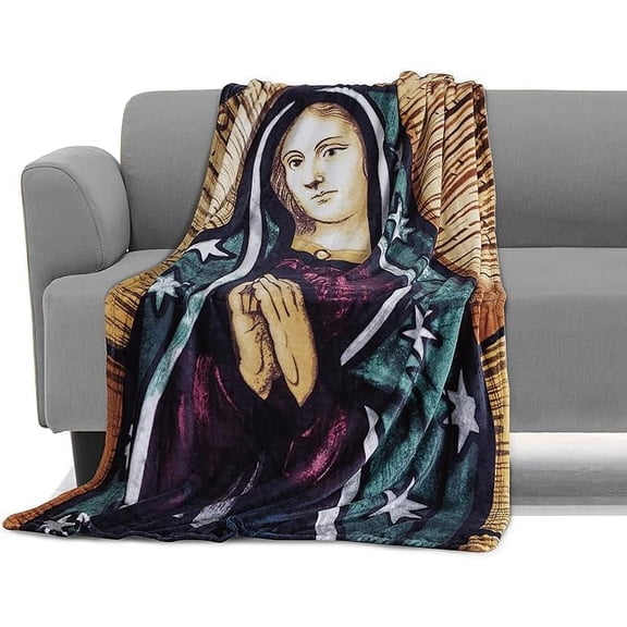 Elegant Comfort Lightweight Printed Throw Blanket- All Season, Ultra Soft, Cozy and Plush- Decorative Throw Blankets, Perfect for Lounging, 50 x 70 inches, Mary, Throw Blanket