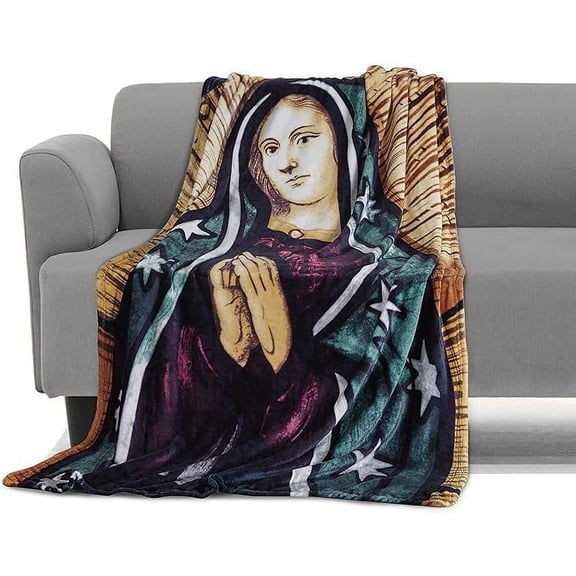Elegant Comfort Lightweight Printed Throw Blanket- All Season, Ultra Soft, Cozy and Plush- Decorative Throw Blankets, Perfect for Lounging, 50 x 70 inches, Mary, Throw Blanket