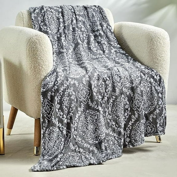 Elegant Comfort Lightweight Printed Throw Blanket- All Season, Ultra Soft, Plush- Decorative Throw Blankets, Perfect for Lounging, 50 x 60 inches, Gracey, Throw Blanket