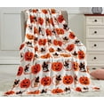 thumbnail image 1 of Elegant Comfort Lightweight Throw Blanket- Halloween Themed, Soft, Cozy and Plush- Throw Blankets, Perfect for Lounging this Spooky Season, 50 x 60 inches, Pumpkin Cats, Throw Blanket, 1 of 5