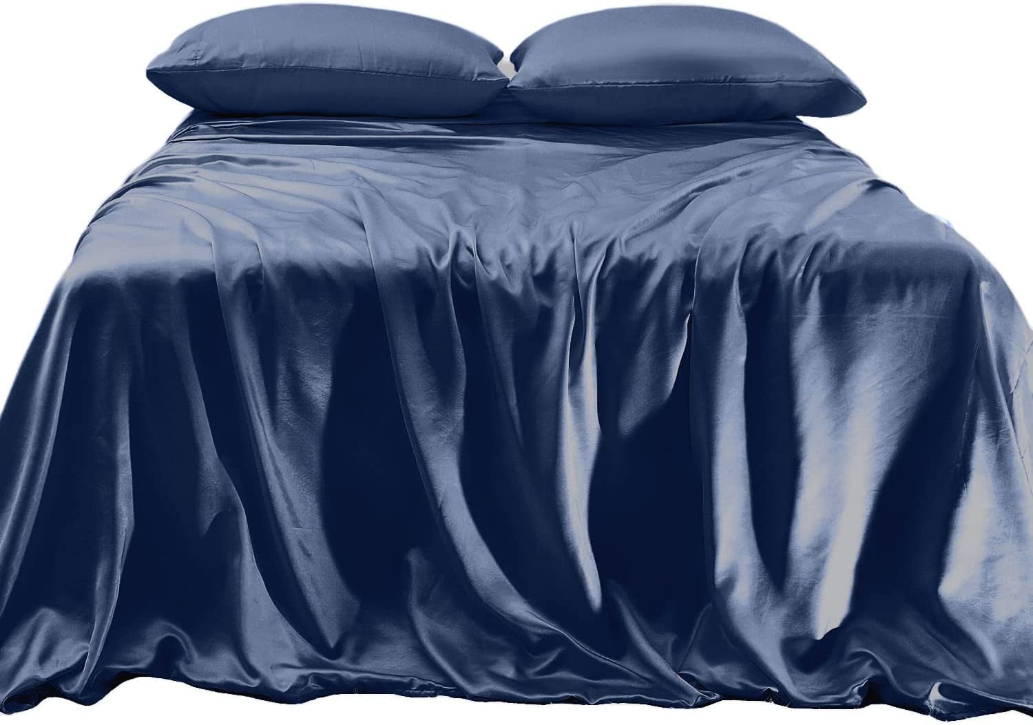 Elegant Comfort Luxurious 4-Piece Silky Satin Sheet Set Cooling Soft ...
