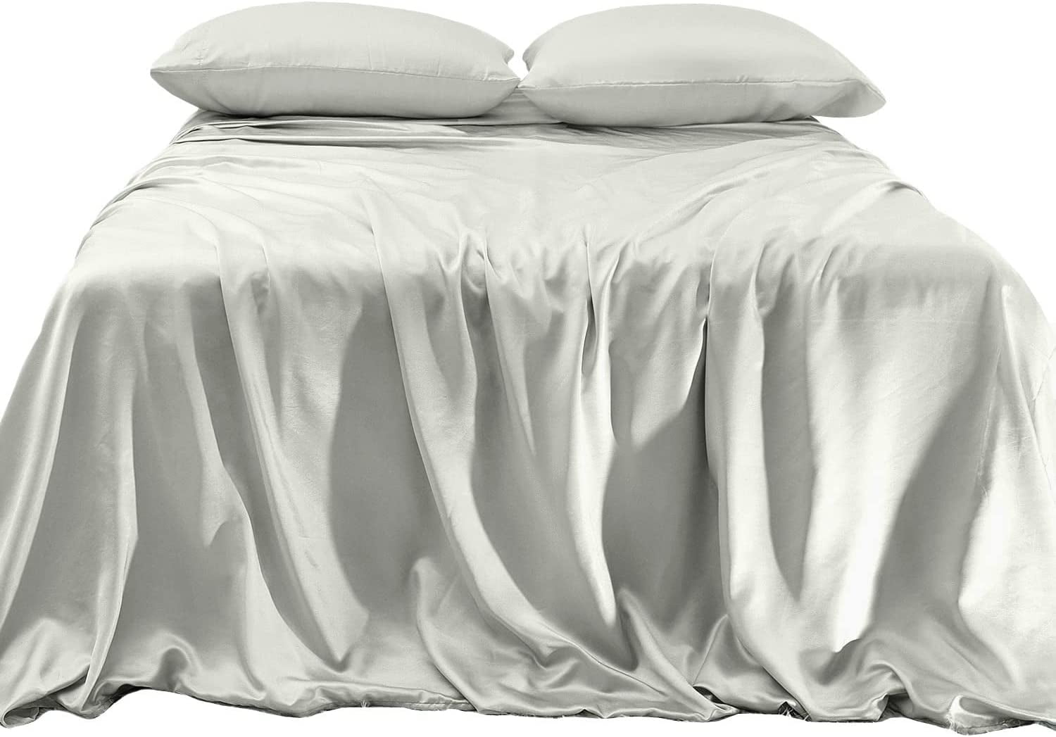 Light Raspberry Satin Sheets Elegant Comfort Luxurious 4-Piece Silky Satin Sheet Set Cooling Soft ...