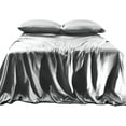 thumbnail image 1 of Elegant Comfort Luxurious 4-Piece Silky Satin Sheet Set, Skin and Hair Friendly, Wrinkle, Fade, Stain Resistant with Deep Pockets Fitted Sheet, Cooling Soft Satin Sheet Set, Twin, Gray, 1 of 5