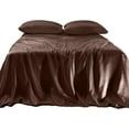 thumbnail image 1 of Elegant Comfort Luxurious 4-Piece Silky Satin Sheet Set, Skin and Hair Friendly, Wrinkle, Fade, Stain Resistant with Deep Pockets Fitted Sheet, Cooling Soft Satin Sheet Set, Full, Chocolate Brown, 1 of 5