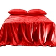 thumbnail image 1 of Elegant Comfort Luxurious 4-Piece Silky Satin Sheet Set, Skin and Hair Friendly, Wrinkle, Fade, Stain Resistant with Deep Pockets Fitted Sheet, Cooling Soft Satin Sheet Set, Cali King, Red, 1 of 5