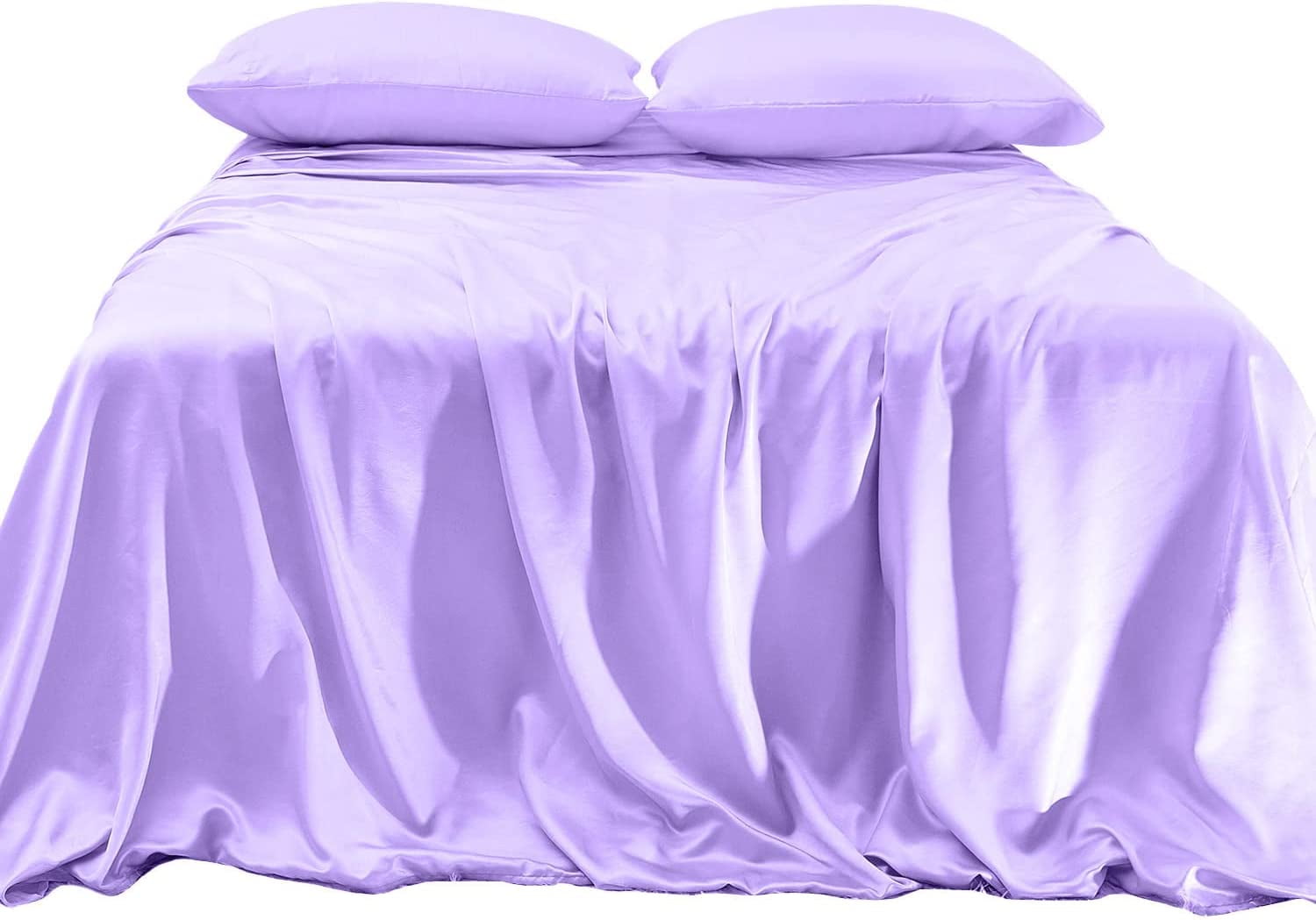 Elegant Comfort Luxurious 4-Piece Silky Satin Sheet Set, Skin and Hair Friendly, Wrinkle, Fade, Stain Resistant with Deep Pockets Fitted Sheet, Cooling Soft Satin Sheet Set, Twin XL, Lilac