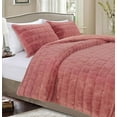 thumbnail image 1 of Elegant Comfort Luxurious Fluffy 3-Piece Faux Rabbit Fur Comforter Set - All Season Warm Down Alternative - Ultra Soft, Plush Micro-Mink 3PC Bedding Set with Matching Shams, Twin, Dusty Rose, 1 of 5