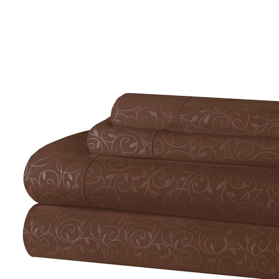 Elegant Comfort Luxurious Silky Soft Coziest 3-Piece Bed Sheet Set Beautiful Design Wrinkle,Fade and Stain Resistant 100% HypoAllergenic, Twin, Chocolate Brown
