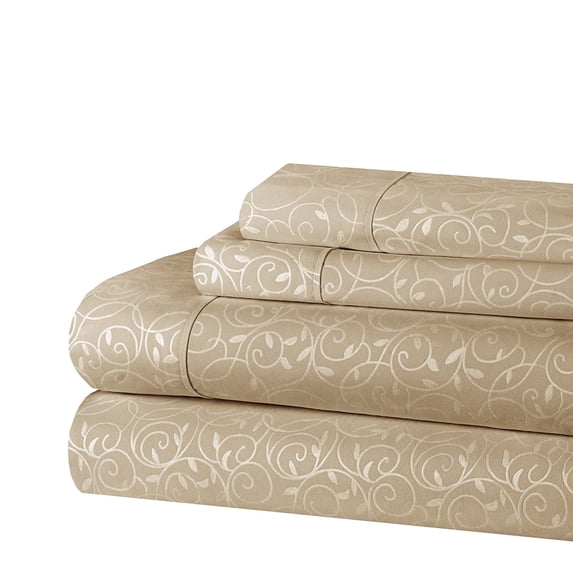Elegant Comfort Luxurious Silky Soft Coziest 3-Piece Bed Sheet Set Beautiful Design Wrinkle,Fade and Stain Resistant 100% HypoAllergenic, Twin, Taupe