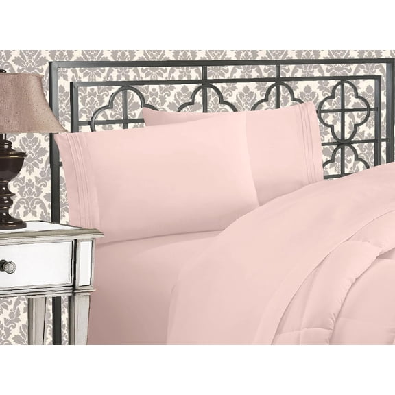 Elegant Comfort Luxury 1500 Premium Hotel Quality Microfiber 4-Piece Sheet Set - Wrinkle Resistant, All Around Elastic Fitted Sheet, Deep Pocket up to 16", California King, Blush