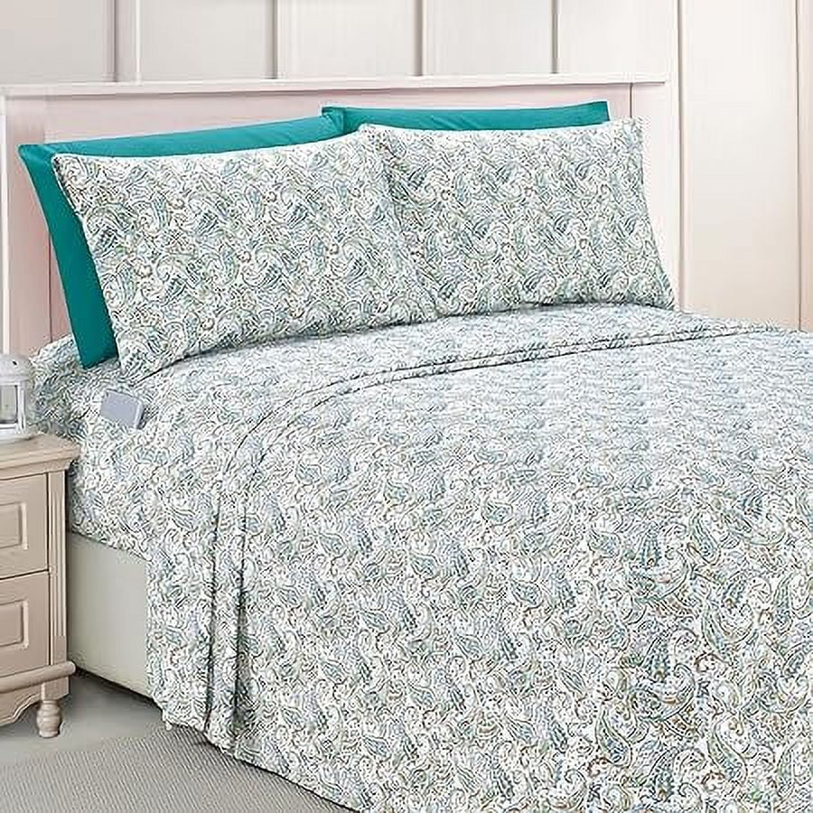 Elegant Comfort Luxury 1500 Series Soft Bed Sheets - Wrinkle & Fade Resistant, 4-Piece Set, Twin/Twin XL, Paisley Coral