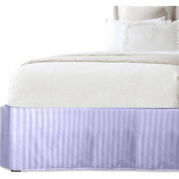 Elegant Comfort® Luxury 1500 Series Wrinkle Resistant Egyptian Weave Quality STRIPE Bed Skirt / Dust Ruffle - Pleated Tailored 14inch Drop, King, Lilac