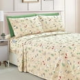 thumbnail image 1 of Elegant Comfort Luxury 6-Piece Bed Sheets Set - Holiday Pattern, Ultra-Soft Microfiber, Wrinkle & Fade Resistant, 1500 Series, Cal King, Cream Cats, 1 of 5