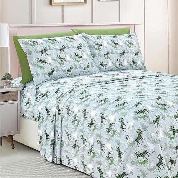 Elegant Comfort Luxury 6-Piece Bed Sheets Set - Holiday Pattern, Ultra-Soft Microfiber, Wrinkle & Fa