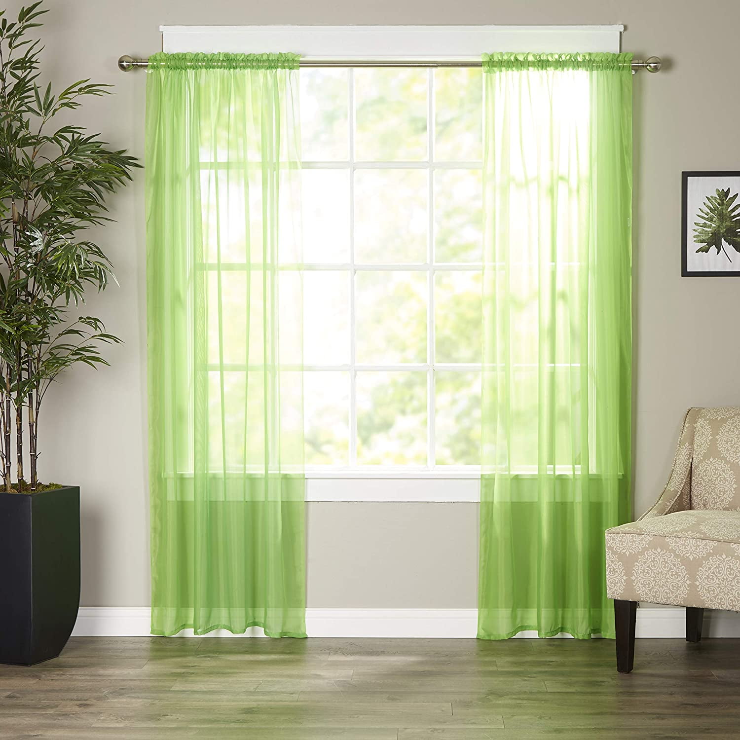 Elegant Comfort Luxury Sheer Curtains, Window Treatment Curtain Panels with Rod Pocket for Kitchen, Bedroom and Living Room (40 x 84 inches Long, Set of 2)