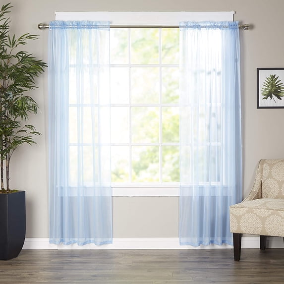 Elegant Comfort Luxury Sheer Curtains, Window Treatment Curtain Panels with Rod Pocket for Kitchen, Bedroom and Living Room (60 x 84-inches Long, Set of 2)
