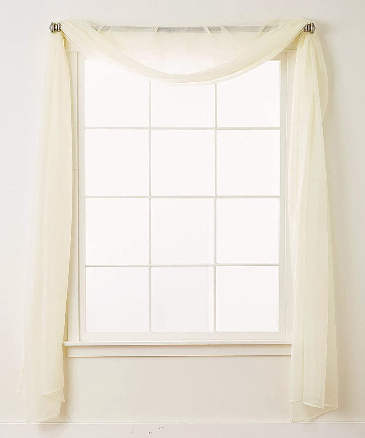 Elegant Comfort Luxury Sheer Curtains, Window Treatment Curtain Panels with Rod Pocket for Kitchen, Bedroom and Living Room (55 x 216-inches Long)