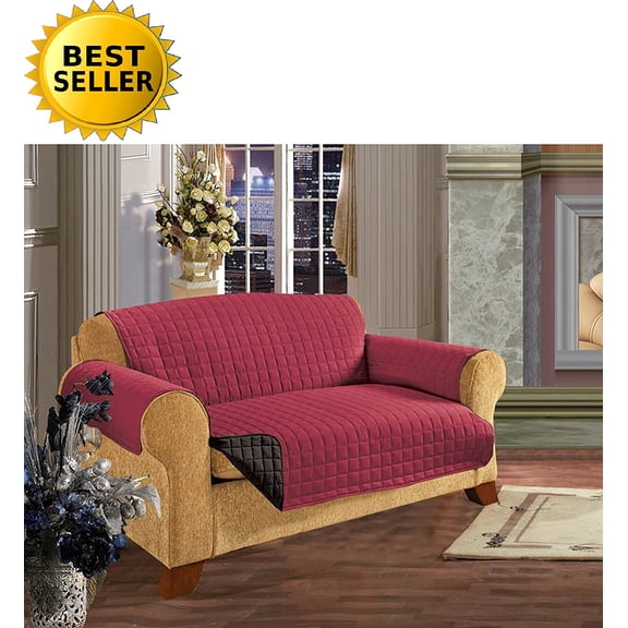 Elegant Comfort® Luxury Slipcover/Furniture Protector Great for Pets & Children with STRAPS TO PREVENT SLIPPING OFF sofa size, gray/black