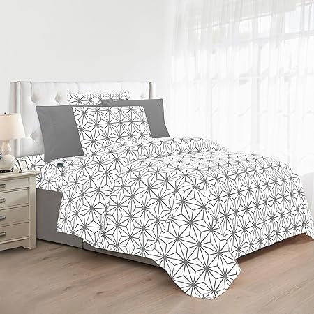 Elegant Comfort Luxury Soft 4-Piece Cube Geometric Pattern Sheet Set - 1500 Series Wrinkle and Fade Resistant Bedding Set Twin Grey