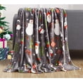 thumbnail image 1 of Elegant Comfort Luxury Ultra Plush Velvet Touch 50 x 60inch Christmas Blanket, Cozy, Soft and Warm Holiday Printed Fleece, 50 x 60, Santa Snowman Gray, 1 of 3