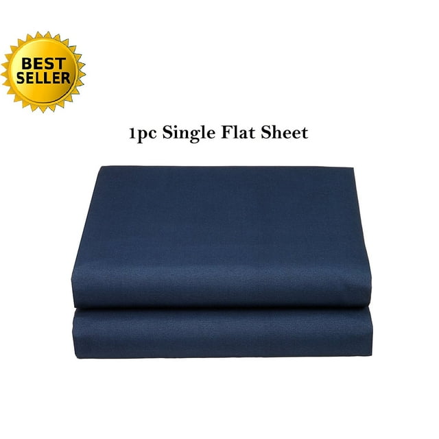 Elegant Comfort® Luxury Ultra Soft Single Flat Sheet High Quality Special Treatment Construction Queen, Navy Blue