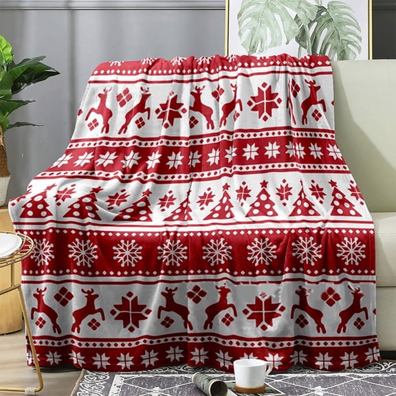 Elegant Comfort Luxury Velvet Super Soft Christmas Prints Fleece Blanket-Holiday Theme Home Dcor Fuzzy Warm and Cozy Throws for Winter Bedding, Couch and Gift, 28 x 40 inch, Burgundy Reindeer