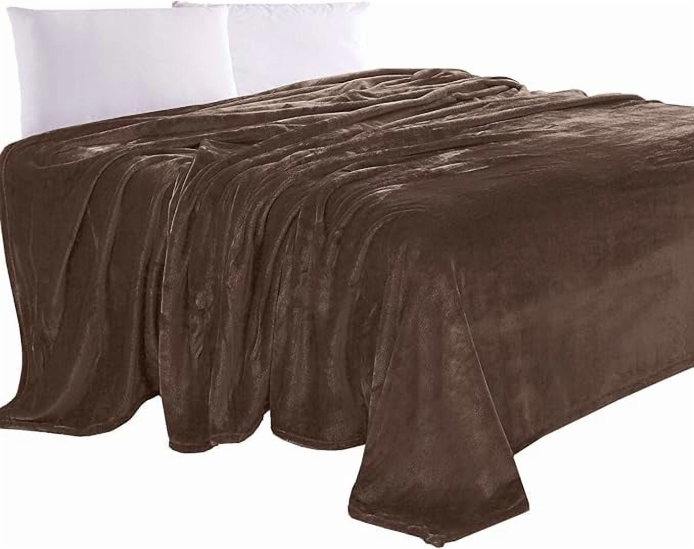 Elegant Comfort Luxury Velvety Feel Blanket, All-Season Lightweight Blanket, Ultra Plush, Soft, Flannel Fleece for Couch, Sofa, Bed, Travel, Solid Design,Full/Queen, Brown