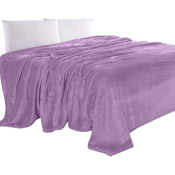Elegant Comfort Luxury Velvety Feel Blanket, All-Season Lightweight Blanket, Ultra Plush, Soft, Flannel Fleece for Couch, Sofa, Bed, Travel, Solid Design,King/California King, Lavender