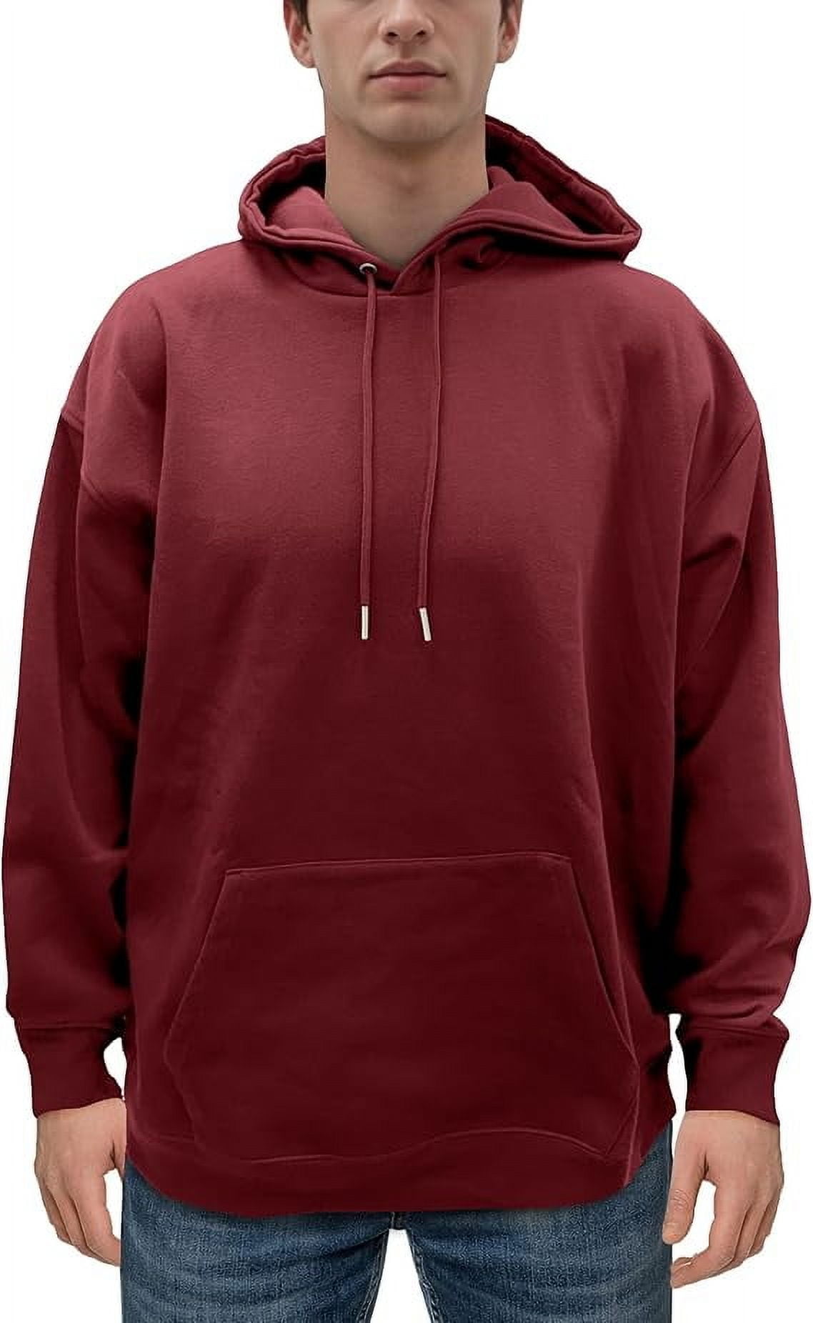 Men's Fleece Hoodie, Soft Breathable Casual Midweight Hooded Pullover Sweatshirt for Men, X-Large, Burgundy