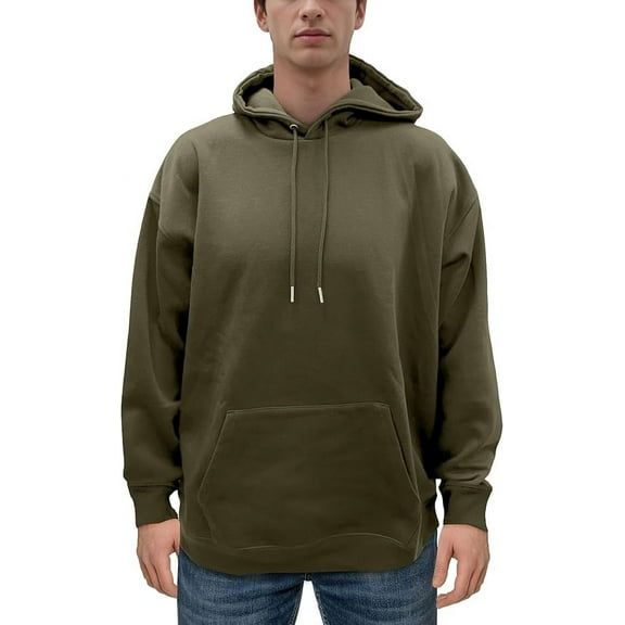 Men's Fleece Poly/Cotton Hoodie Birthday Gift Midweight Hooded Pullover Sweatshirt for Men, Small, Olive Green