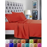 Elegant Comfort® Microfiber 4pcs Bed Sheet Set - Silky Soft, Cooling, Breathable, Fade-Resistant, Wrinkle-Free Sheets for Lasting Quality, Queen, Rust