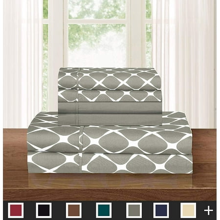 Elegant Comfort Milano 1500 Thread Count Gray Trellis Sheet Sets Twin (Count 6)