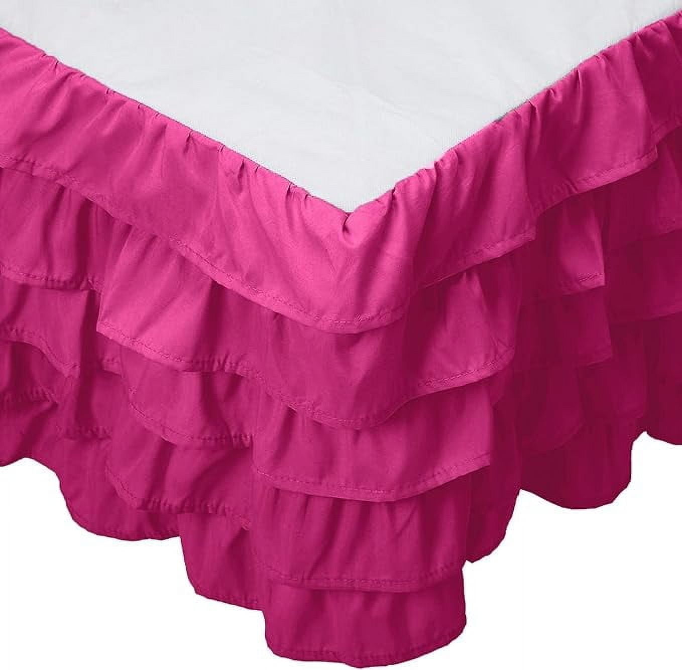 Elegant Comfort Multi-Ruffle Bed Skirt, 1500 Thread Count, Wrinkle and Stain Resistant, 15-Inch Drop, Full, Hot Pink