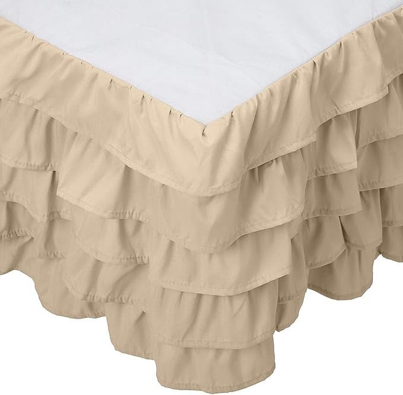 Elegant Comfort Multi-Ruffle Bed Skirt, 1500 Thread Count, Wrinkle and Stain Resistant, 15-Inch Drop, King, Linen Beige