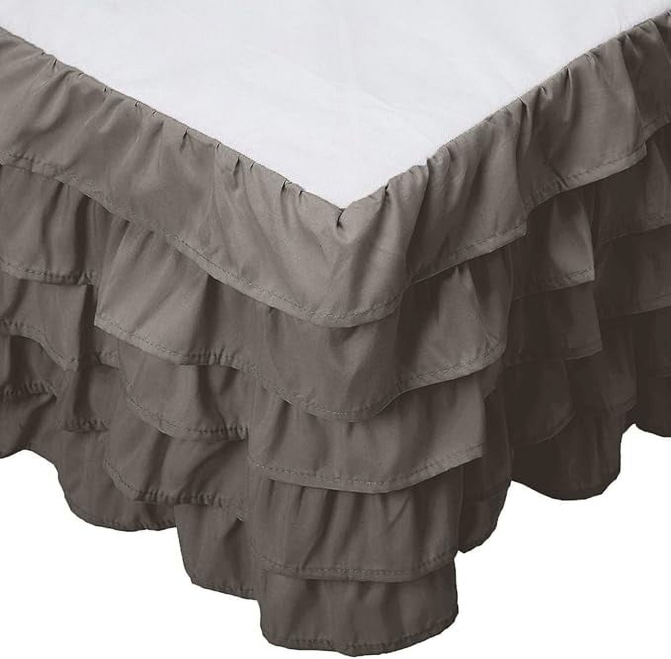 Elegant Comfort Multi-Ruffle Bed Skirt, 1500 Thread Count, Wrinkle and Stain Resistant, 15-Inch Drop, King, Mink Gray