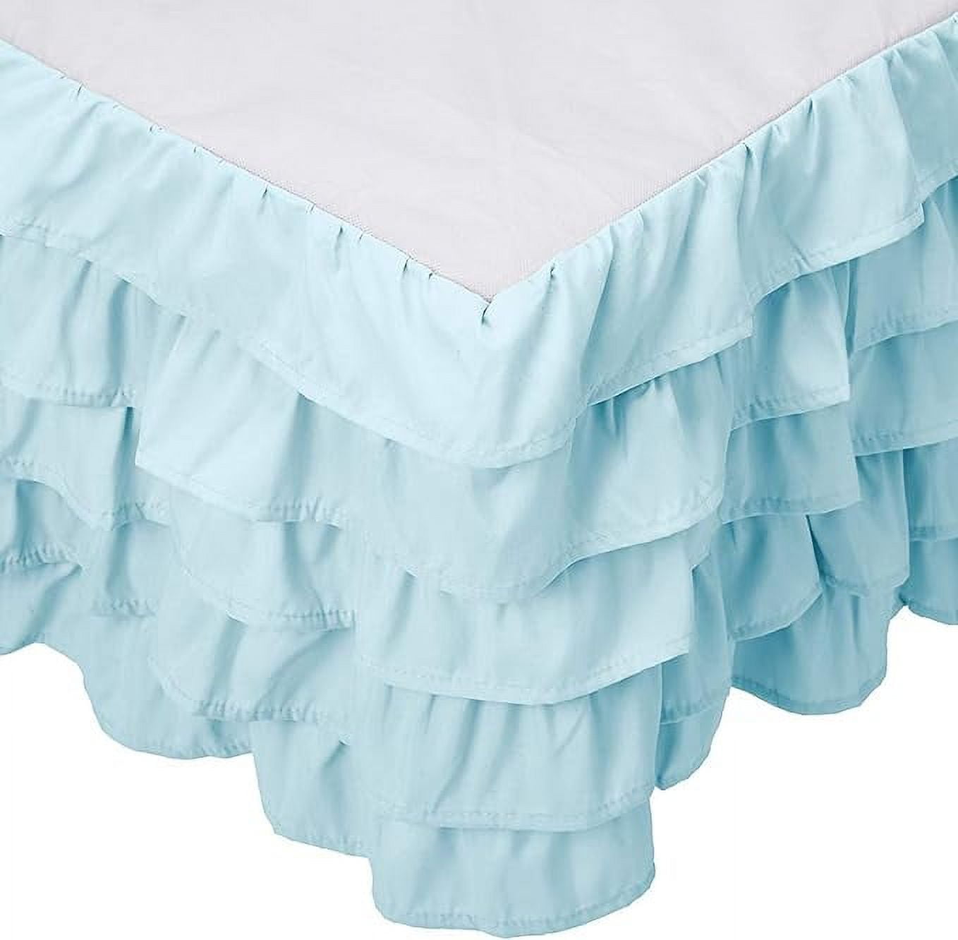Elegant Comfort Multi-Ruffle Bed Skirt, 1500 Thread Count, Wrinkle and Stain Resistant, 15-Inch Drop, Twin, Baby Blue
