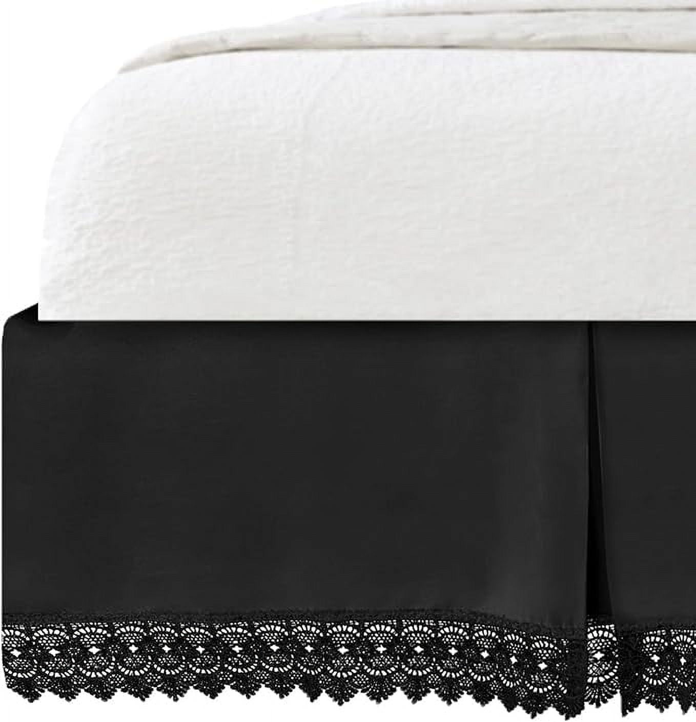 Elegant Comfort Narina Collection Lace Bed Skirt, 15-Inch Drop, 1500 Series, Elegant Vintage Design, Easy Care and Wrinkle-Resistant, King, Black