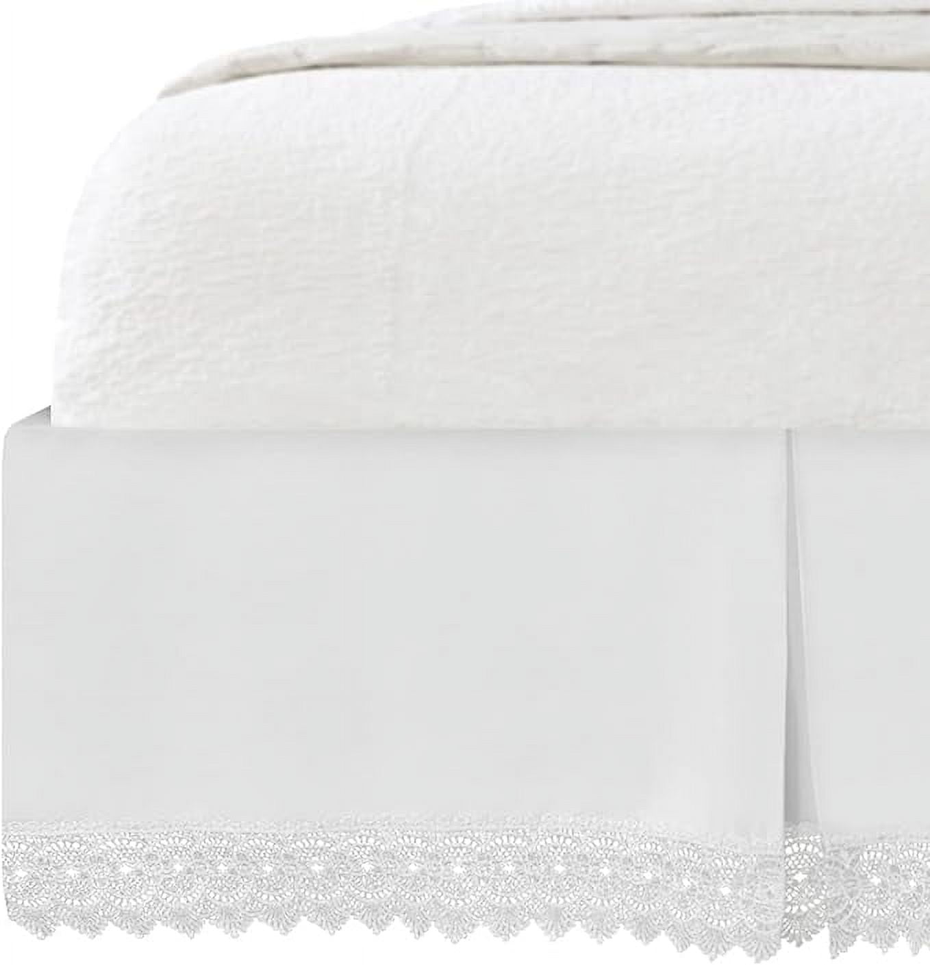 Elegant Comfort Narina Collection Lace Bed Skirt, 15-Inch Drop, 1500 Series, Elegant Vintage Design, Easy Care and Wrinkle-Resistant, King, White