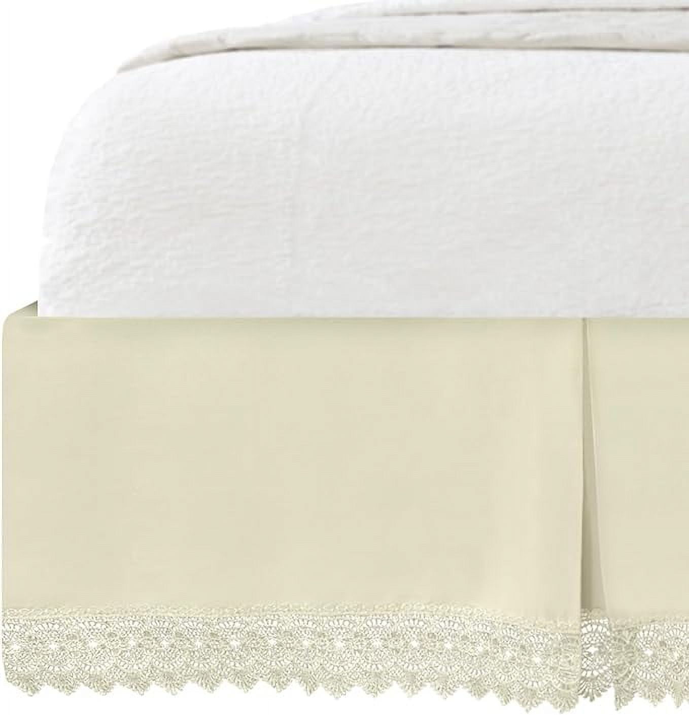 Elegant Comfort Narina Collection Lace Bed Skirt, 15-Inch Drop, 1500 Series, Elegant Vintage Design, Easy Care and Wrinkle-Resistant, Twin, Cream