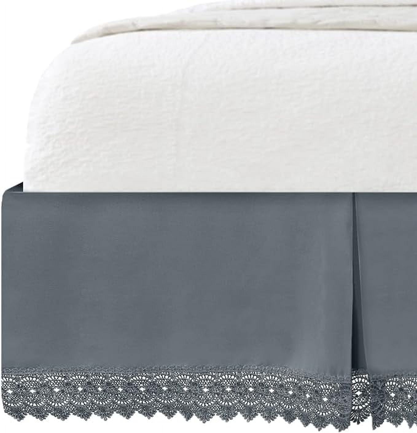Elegant Comfort Narina Collection Lace Bed Skirt, 15-Inch Drop, 1500 Series, Elegant Vintage Design, Easy Care and Wrinkle-Resistant, Twin, Gray