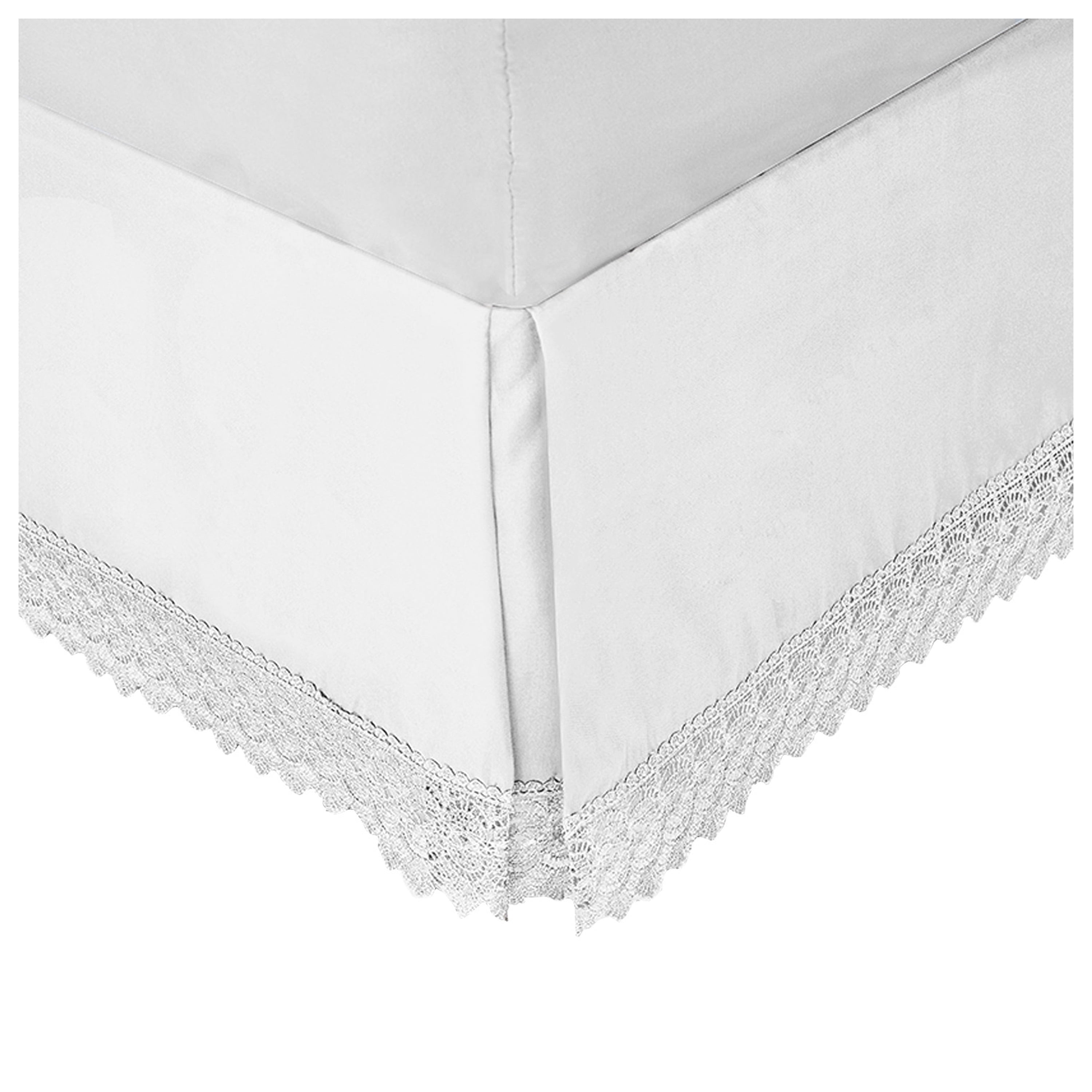 Elegant Comfort Narina Collection Lace Bed Skirt 15inch Drop, 1500 Preimer Hotel Collection Egyptian Quality, Lace Bedskirt, Twin, White