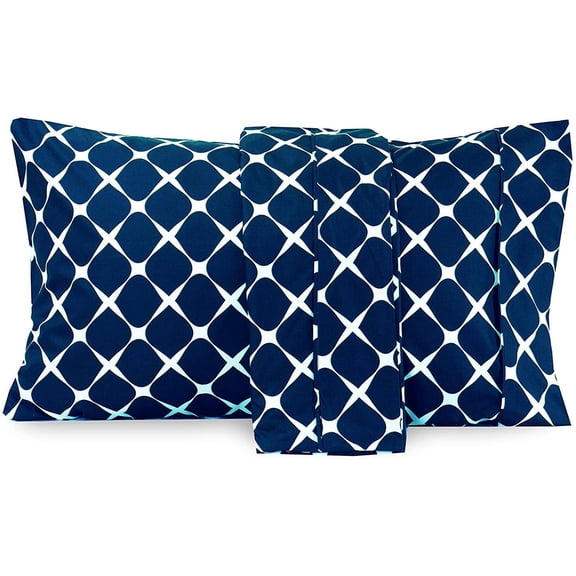Elegant Comfort Pattern Printed Pillowcases 2-Piece Set Egyptian Quality 1500 Thread Count Timeless Classic Designs Soft and Smooth Weave, Wrinkle Resistant, Bloomingdale Queen Pillowcase, Navy