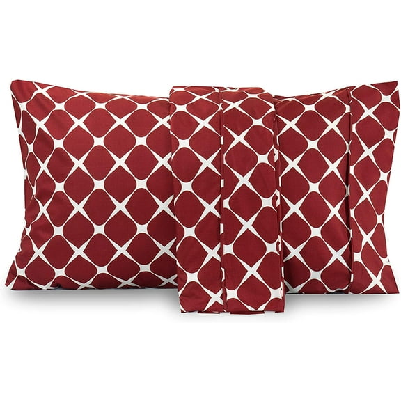 Elegant Comfort Pattern Printed Pillowcases 2-Piece Set Egyptian Quality 1500 Thread Count Timeless Classic Designs Soft and Smooth Weave, Wrinkle Resistant, Bloomingdale Queen Pillowcase, Burgundy