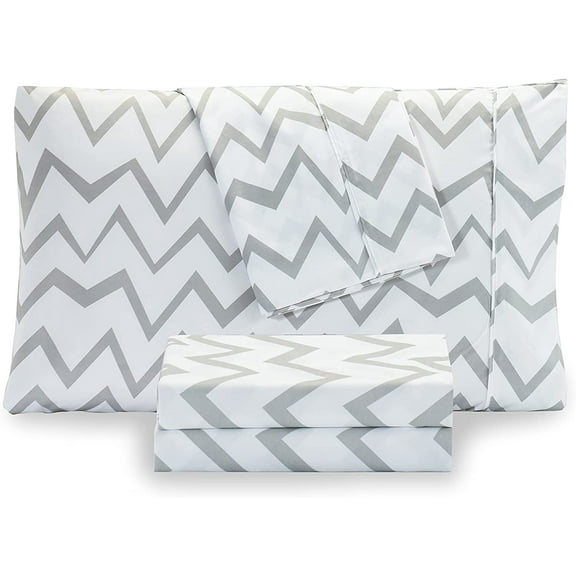 Elegant Comfort Pattern Printed Pillowcases 2-Piece Set Egyptian Quality 1500 Thread Count Timeless Classic Designs Soft and Smooth Weave, Wrinkle Resistant, Chevron Queen Pilllowcase, Gray