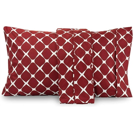 Elegant Comfort Pattern Printed Pillowcases 2-Piece Set Egyptian Quality 1500 Thread Count Timeless Classic Designs Soft and Smooth Weave, Wrinkle Resistant, Bloomingdale King Pillowcase, Burgundy